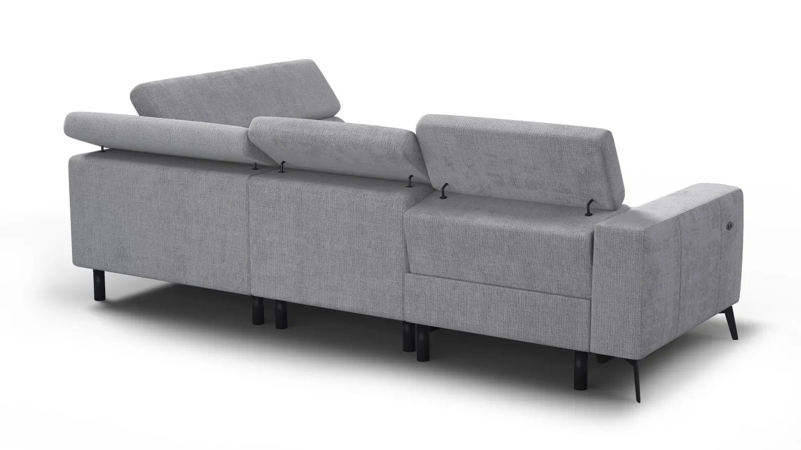 Sofa narożna 5 osobowa prawa MORELLO, jasnoszara, 1 x Relax Zero Gravity