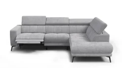 Sofa narożna 5 osobowa prawa MORELLO, jasnoszara, 1 x Relax Zero Gravity