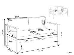 Sofa ogrodowa kanapa 2-osobowa ciemnoszara