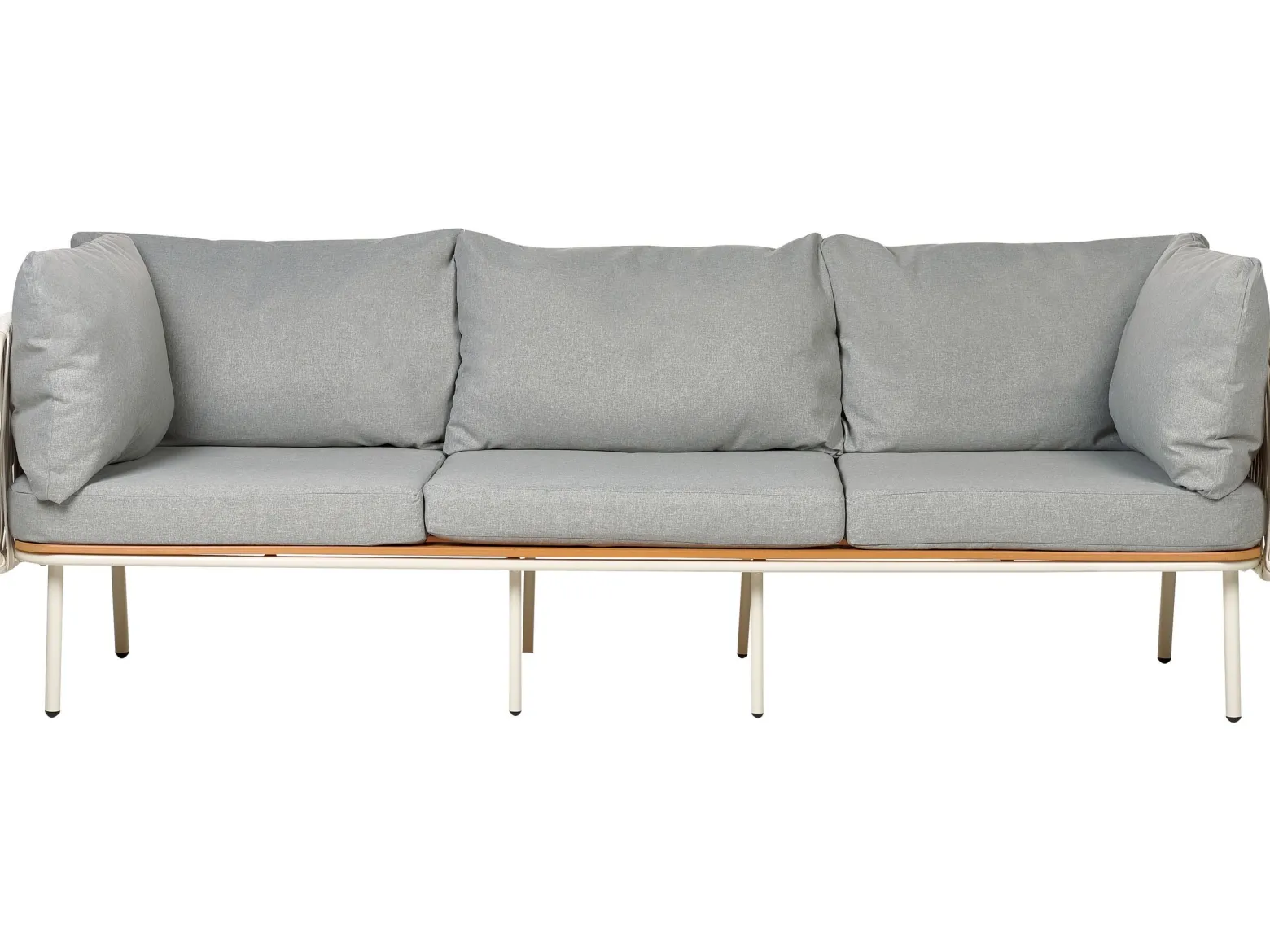 Sofa ogrodowa z plecionką ze sznurka szara