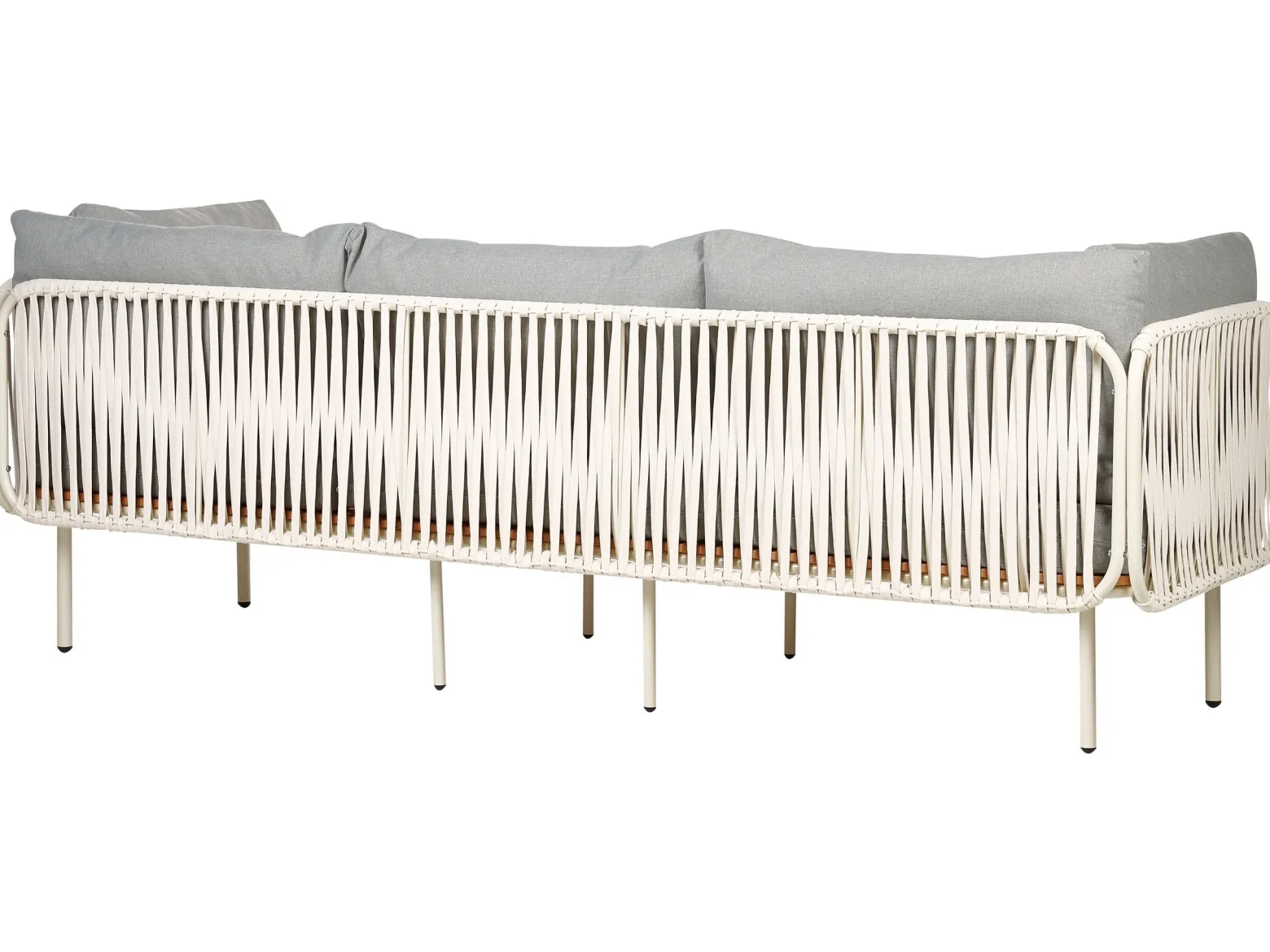 Sofa ogrodowa z plecionką ze sznurka szara