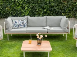 Sofa ogrodowa z plecionką ze sznurka szara