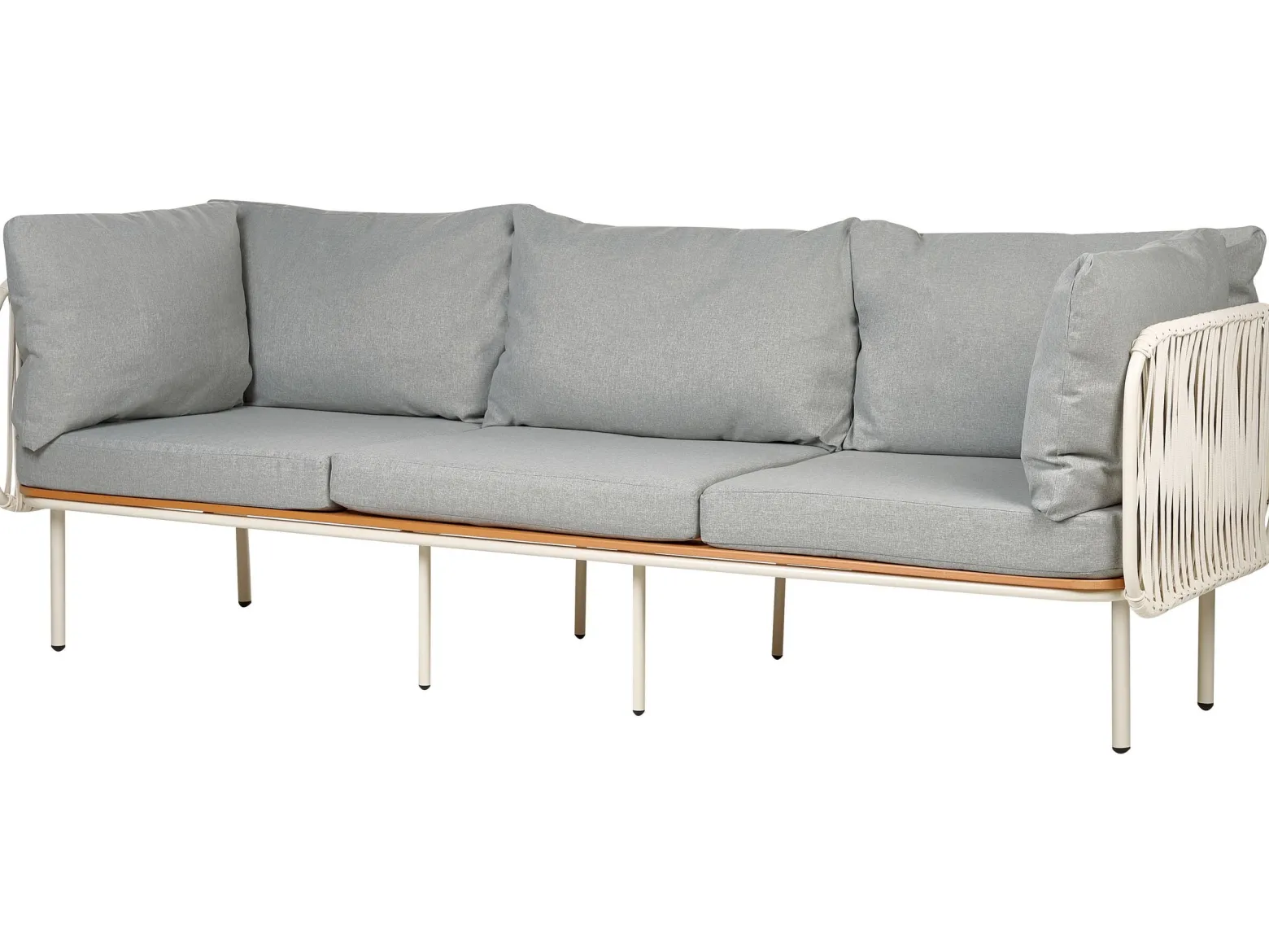 Sofa ogrodowa z plecionką ze sznurka szara