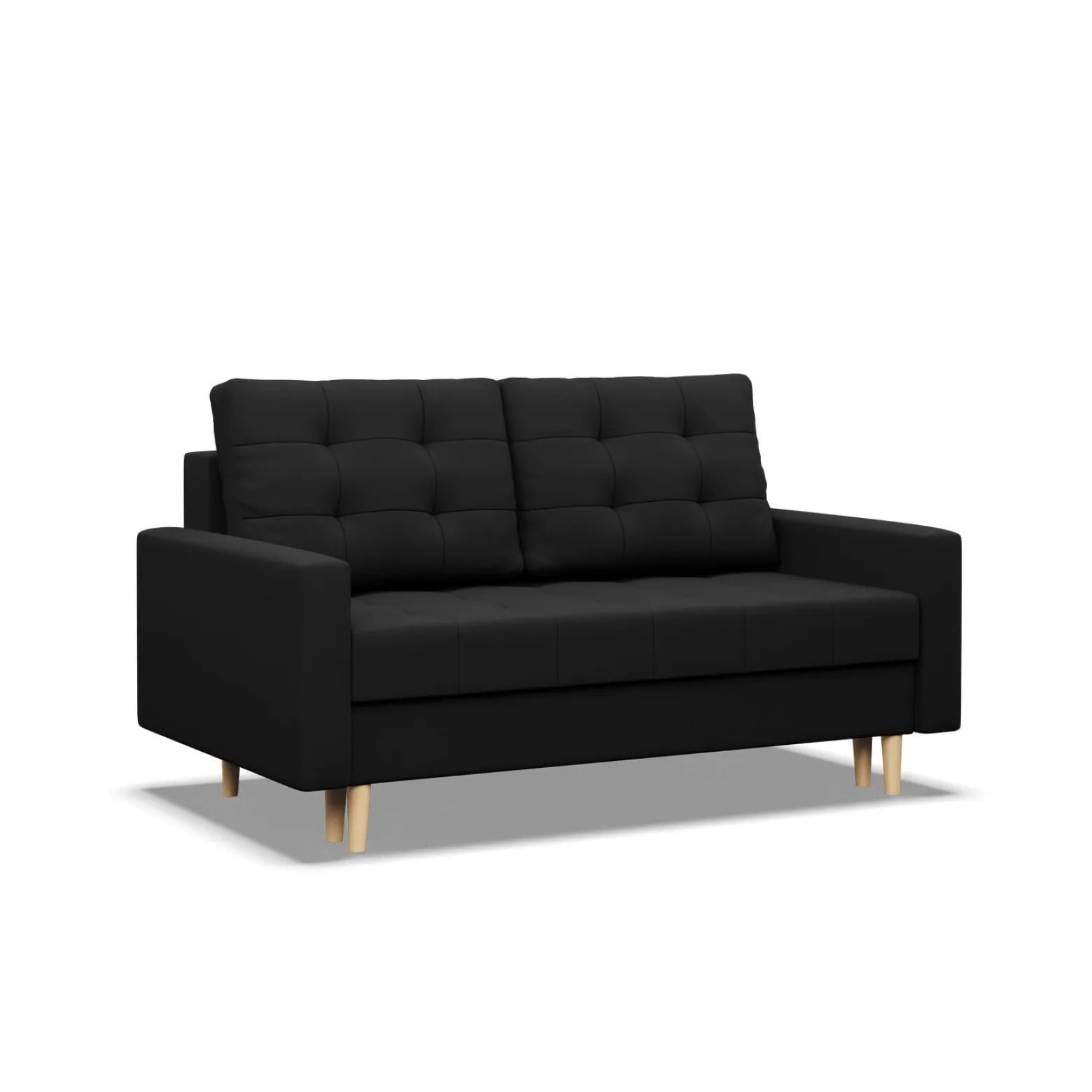 Sofa 2-osobowa, Bonell, Rozkładana, Kolor Czarny