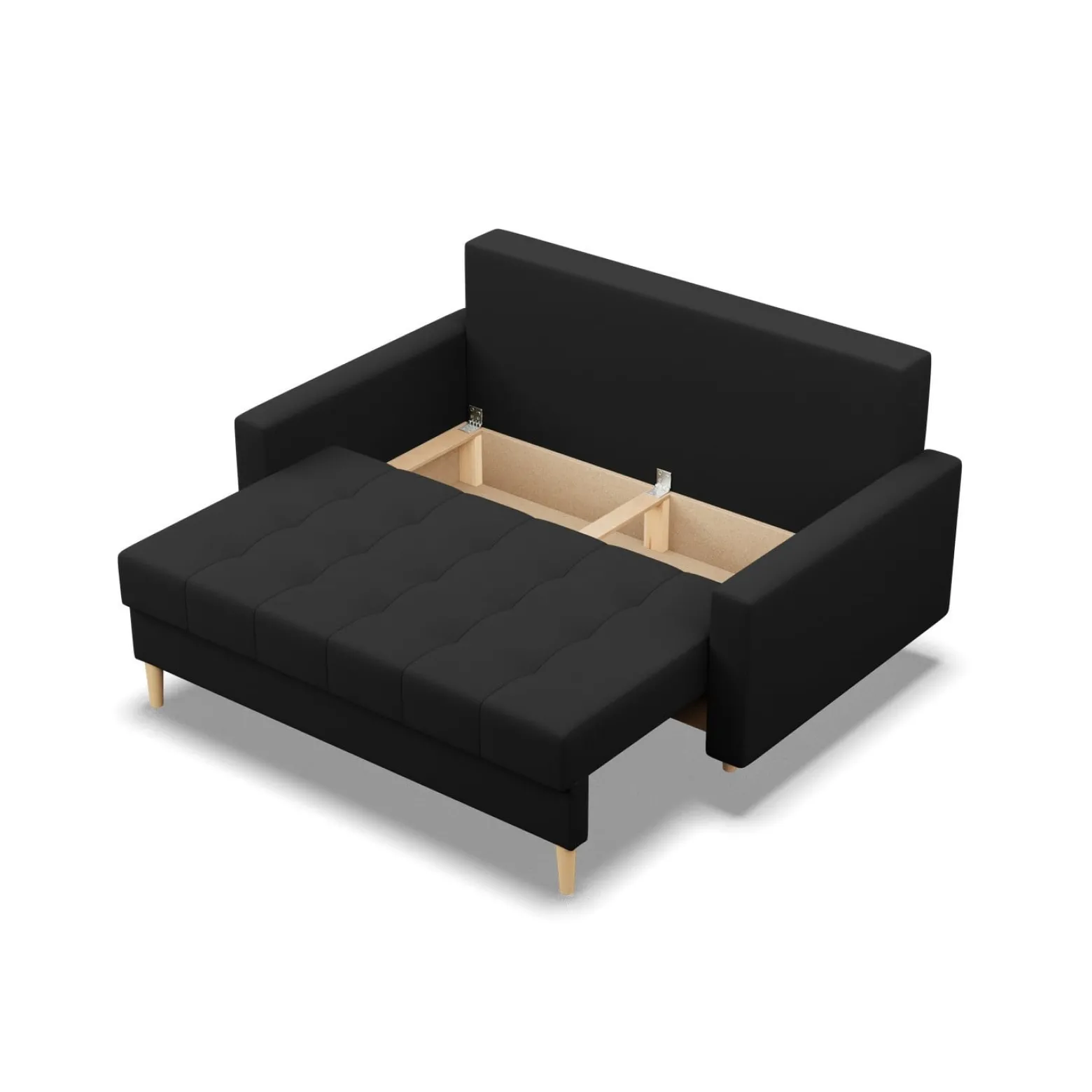 Sofa 2-osobowa, Bonell, Rozkładana, Kolor Czarny