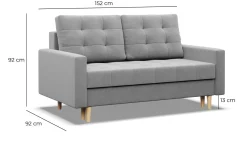 Sofa 2-osobowa, Bonell, Rozkładana, Kolor Czarny