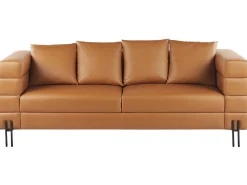 Sofa 3-osobowa ekoskóra nowoczesna brązowa