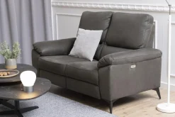 Sofa 2-osobowa Rana szara regulowane oparcie oraz podnóżek
