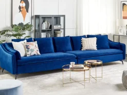 Sofa 4-osobowa welurowa niebieska