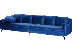 Sofa 4-osobowa welurowa niebieska