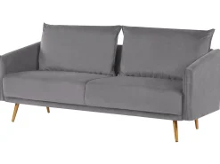 Sofa 3-osobowa welur 185x78 szaro-złota