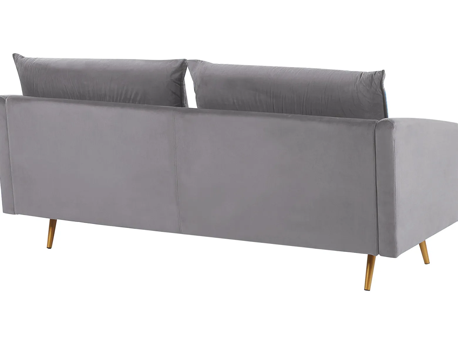Sofa 3-osobowa welur 185x78 szaro-złota