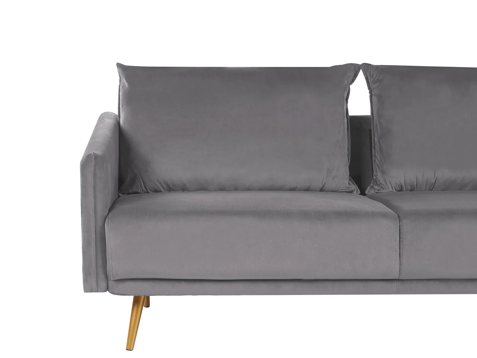 Sofa 3-osobowa welur 185x78 szaro-złota