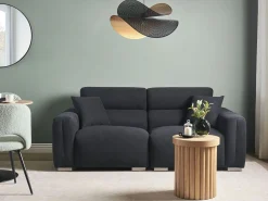 Sofa 3 osobowa z poduszkami czarna