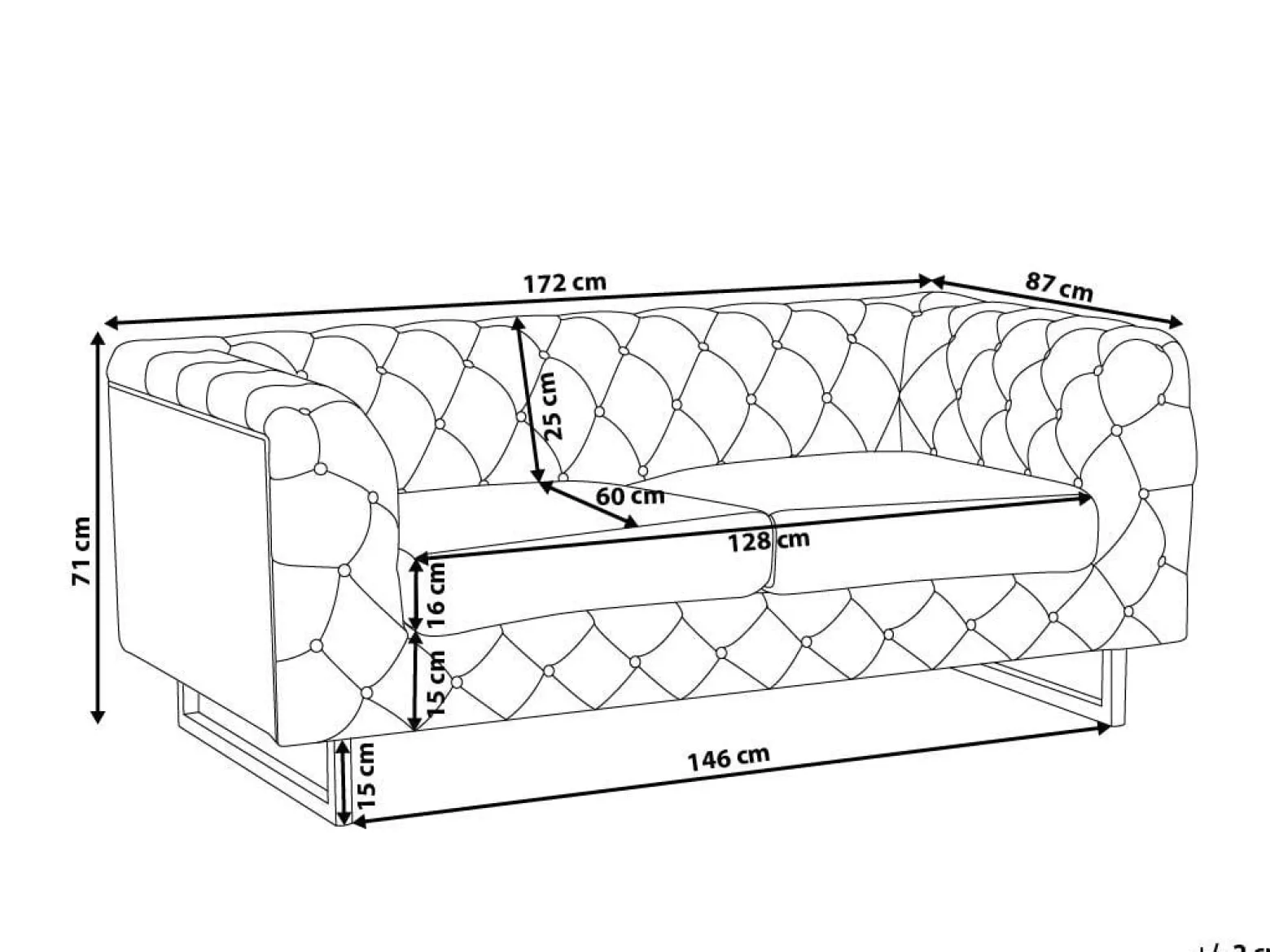 Sofa pikowana kanapa Chesterfield szara