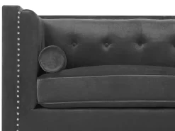 Sofa pikowana welurowa ciemnoszara