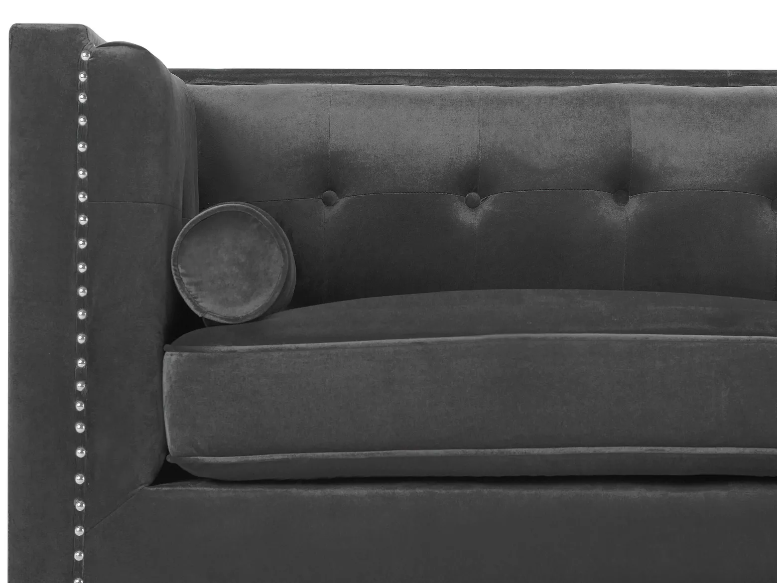 Sofa pikowana welurowa ciemnoszara