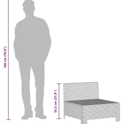 Sofa środkowa Szary Technorattan middle vidaXL
