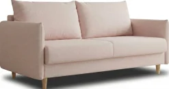 Sofa Rozkładana Kanapa z Funkcją Spania i Pojemnikiem do Salonu Look Różowa