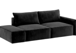 Sofa Rozkładana Lewostronna Trzyosobowa VINCI 2 Czarna z Funkcją Spania