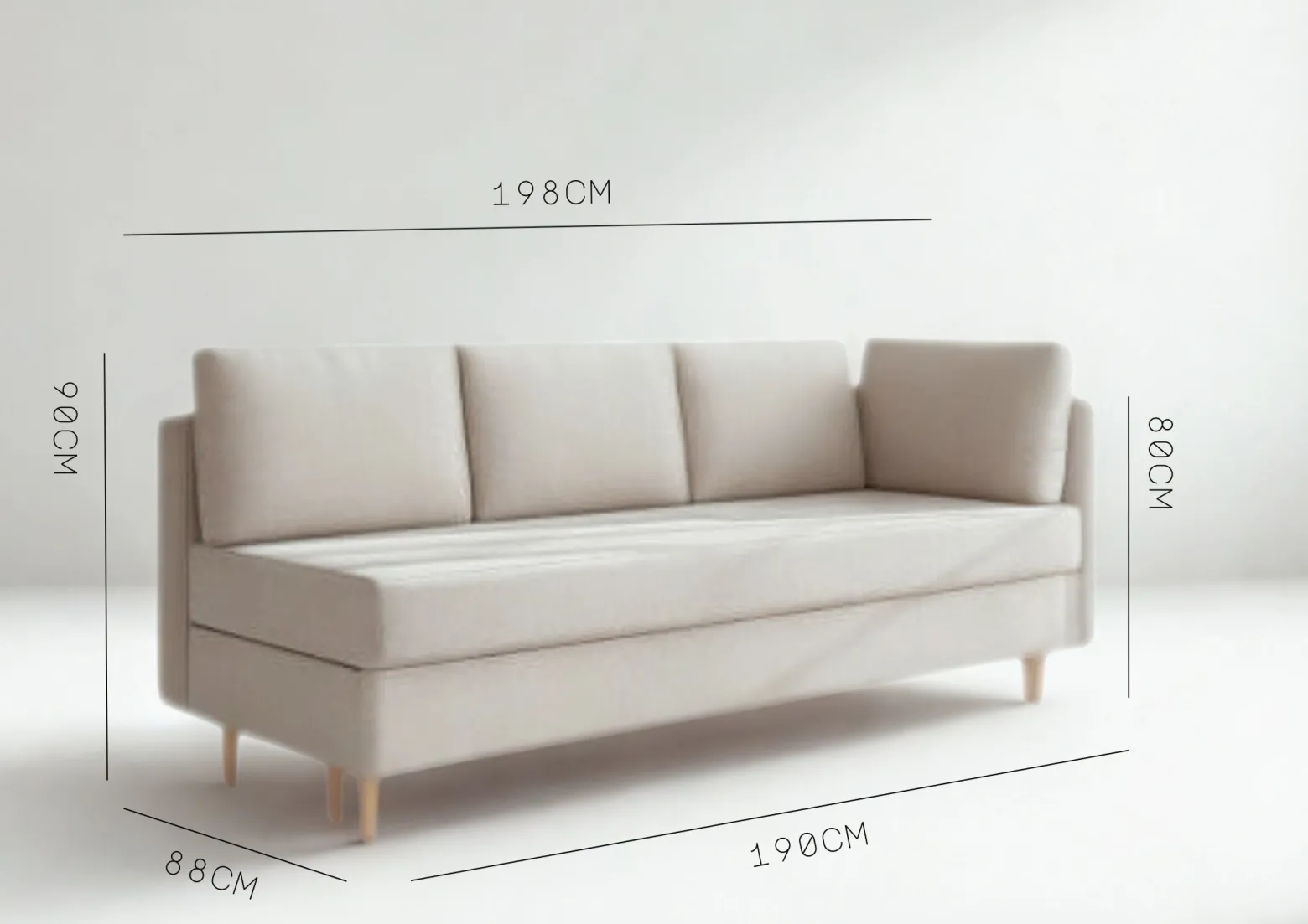 Sofa Rozkładana Trzyosobowa z Pojemnikiem PRATO Granatowa z Funkcją Spania