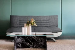Sofa rozkładania Faith szara/biała chromowane nóżki