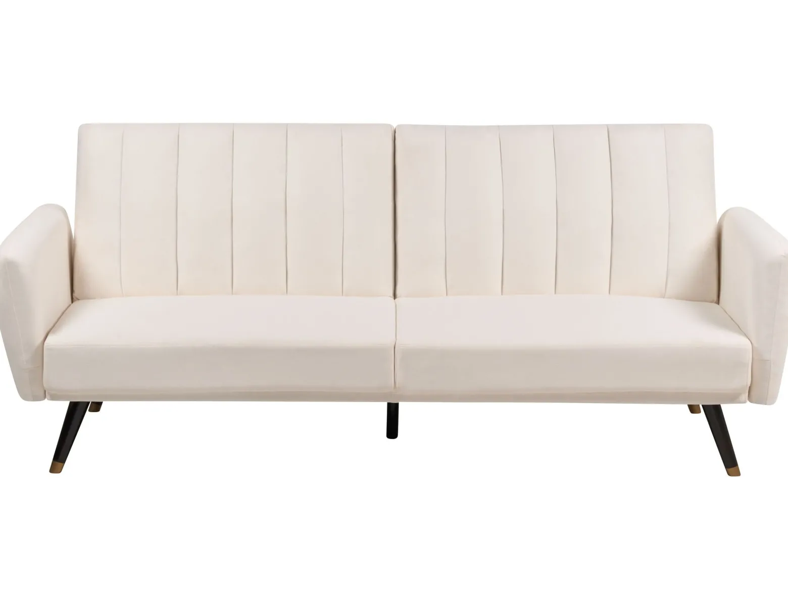 Sofa tapczan rozkładana jasnobeżowa tapicerowana