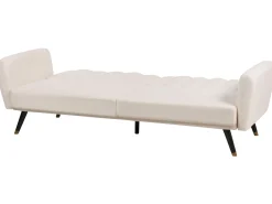 Sofa tapczan rozkładana jasnobeżowa tapicerowana