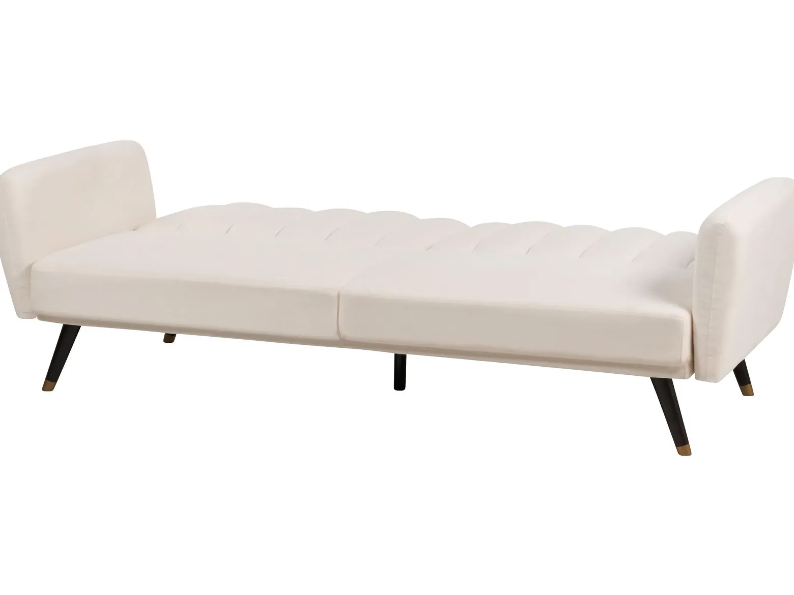 Sofa tapczan rozkładana jasnobeżowa tapicerowana