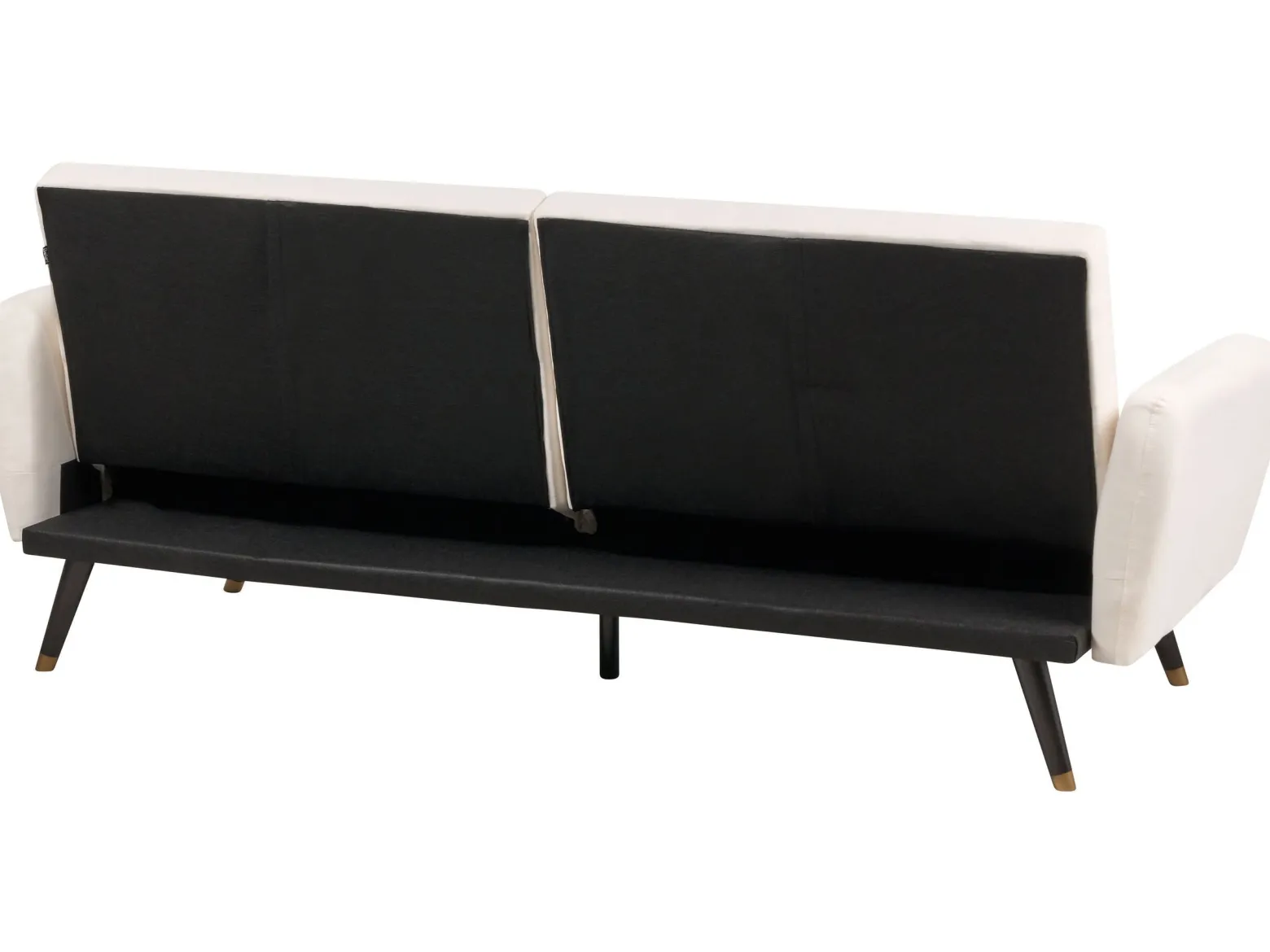 Sofa tapczan rozkładana jasnobeżowa tapicerowana