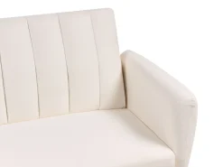 Sofa tapczan rozkładana jasnobeżowa tapicerowana