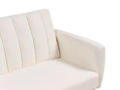 Sofa tapczan rozkładana jasnobeżowa tapicerowana