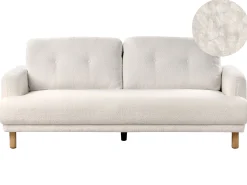 Sofa tapicerowana z drewnianymi nóżkami biała