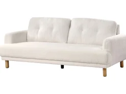 Sofa tapicerowana z drewnianymi nóżkami biała