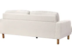 Sofa tapicerowana z drewnianymi nóżkami biała