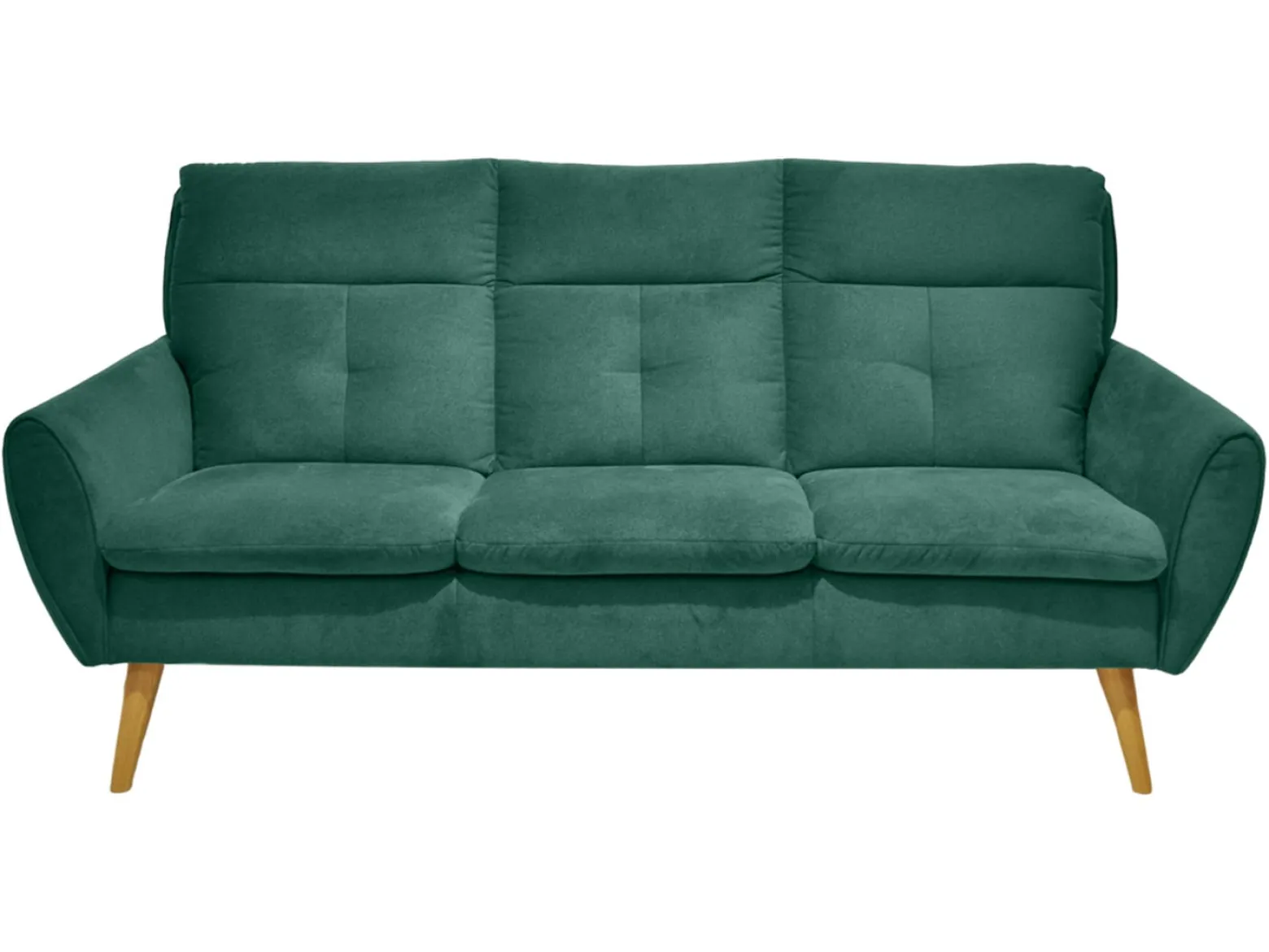 Sofa trzyosobowa Scandic nierozkładana welurowa zielona