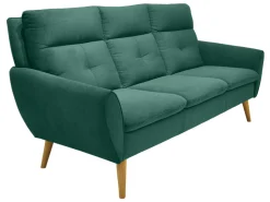 Sofa trzyosobowa Scandic nierozkładana welurowa zielona