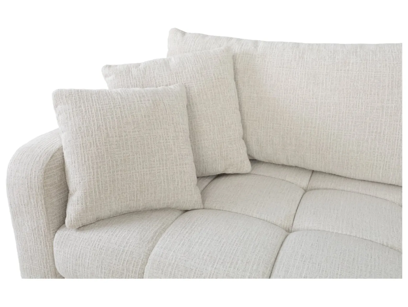 Sofa trzyosobowa Sorella rozkładana z pojemnikiem szenilowa perłowa