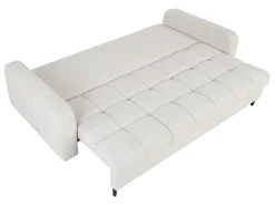 Sofa trzyosobowa Sorella rozkładana z pojemnikiem szenilowa perłowa