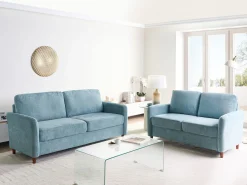 Sofa trzyosobowa tapicerowana niebieska