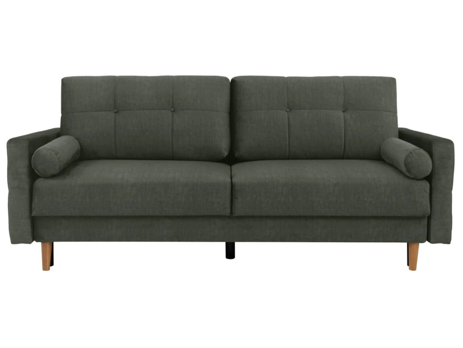 Sofa trzyosobowa Torent rozkładana z pojemnikiem welurowa zielona