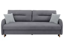 Sofa trzyosobowa Verto rozkładana z pojemnikiem welurowa szara
