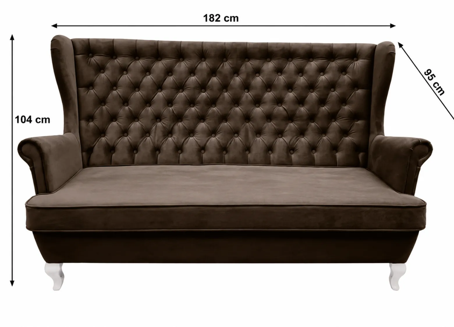 Sofa uszak 3 osobowa chesterfield glamour velvet brązowa HR45