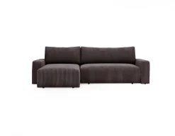 Sofa w kształcie L ARAGON narożnik, tkanina Zoom, Brązowy Lewostronny