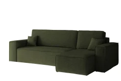 Sofa w kształcie L BEST narożnik tkanina Neve, Oliwkowy Prawostronny