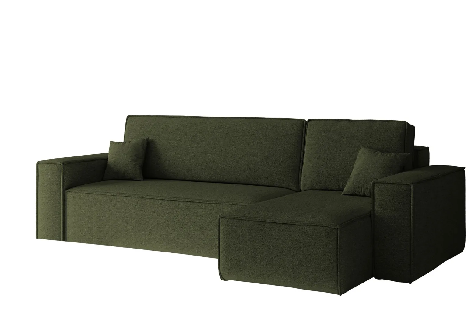 Sofa w kształcie L BEST narożnik tkanina Neve, Oliwkowy Prawostronny