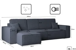 Sofa w kształcie L BEST, tkanina Abriamo, Ciemnoniebieski Lewostronny