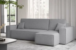 Sofa w kształcie L BEST, tkanina Abriamo, Szary Prawostronny