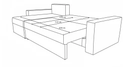 Sofa w kształcie L CAPRI narożnik, tkanina Poso, Czarny Prawostronny