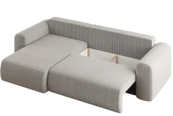 Sofa w kształcie L CAPRI narożnik, tkanina Poso, Czarny Prawostronny